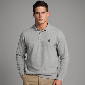 Bugle Boy XL Gray Long Sleeve Polo Shirt Vintage 90s Preppy Grunge Casual Rare